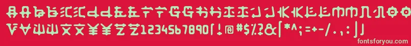 フォントAnyong ffy – 赤い背景に緑の文字