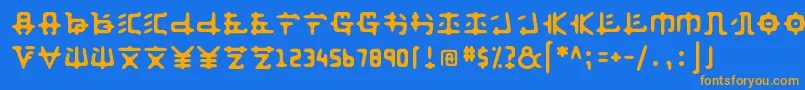 Anyong ffy Font – Orange Fonts on Blue Background