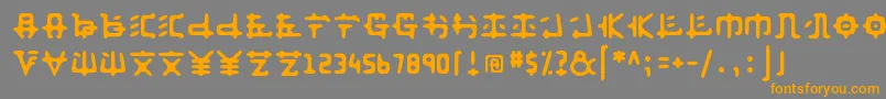 フォントAnyong ffy – オレンジの文字は灰色の背景にあります。