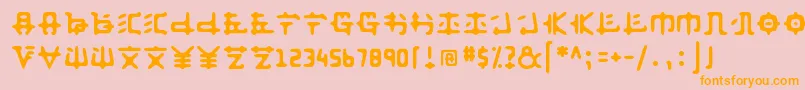 フォントAnyong ffy – オレンジの文字がピンクの背景にあります。