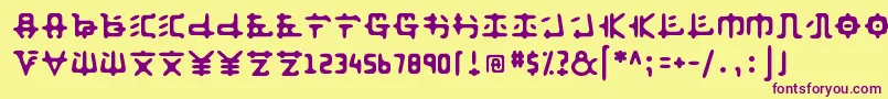 フォントAnyong ffy – 紫色のフォント、黄色の背景