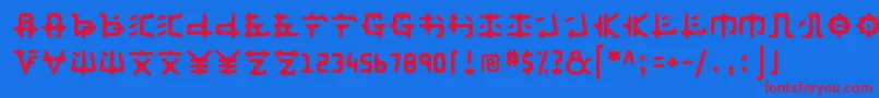 Anyong ffy Font – Red Fonts on Blue Background