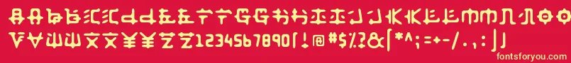 Anyong ffy-fontti – keltaiset fontit punaisella taustalla