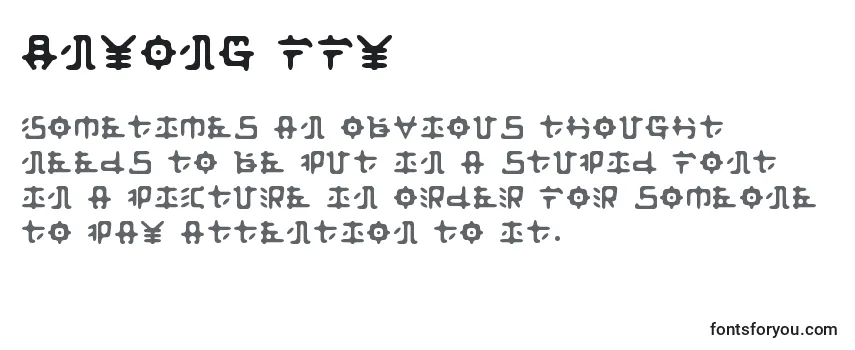 Überblick über die Schriftart Anyong ffy