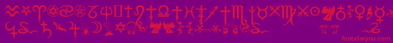 FiolexMephistoDingbats Font – Red Fonts on Purple Background