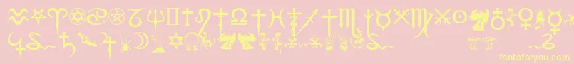 FiolexMephistoDingbats Font – Yellow Fonts on Pink Background