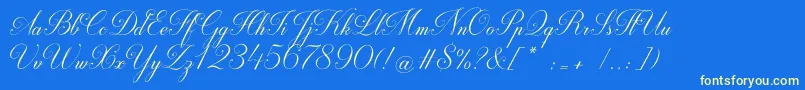 Darleston-Schriftart – Gelbe Schriften auf blauem Hintergrund