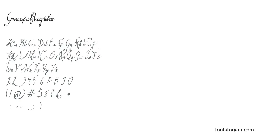 Schriftart GracefulRegular (55118) – Alphabet, Zahlen, spezielle Symbole