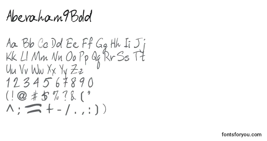 A fonte Aberaham9Bold – alfabeto, números, caracteres especiais