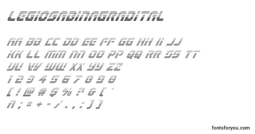 Czcionka Legiosabinagradital – alfabet, cyfry, specjalne znaki