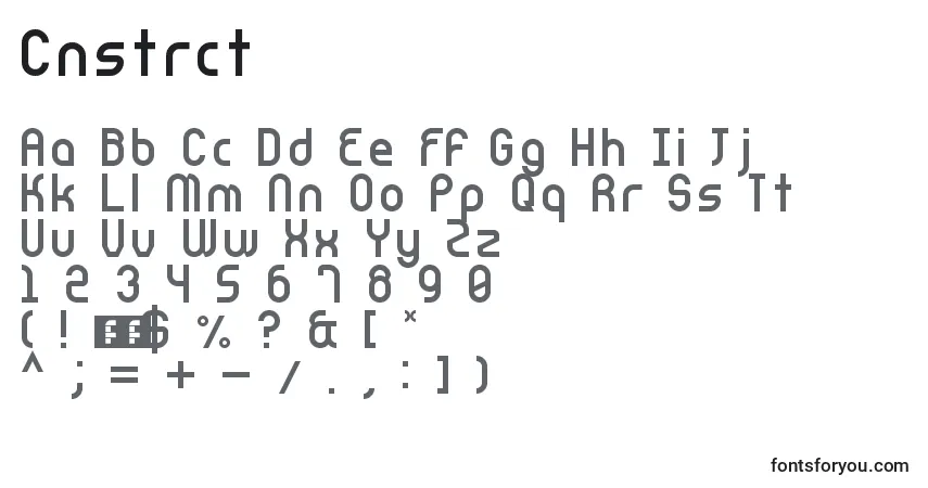 A fonte Cnstrct – alfabeto, números, caracteres especiais