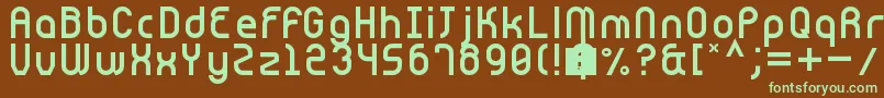 フォントCnstrct – 緑色の文字が茶色の背景にあります。