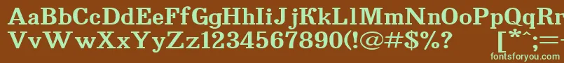 フォントBruskovaya130 – 緑色の文字が茶色の背景にあります。