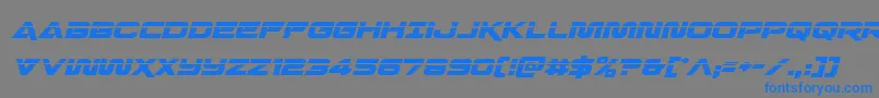 フォントQuarkstormlaserital – 灰色の背景に青い文字