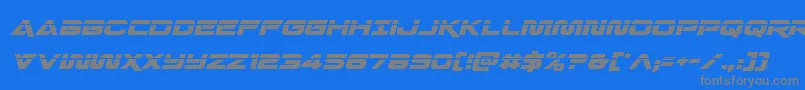 フォントQuarkstormlaserital – 青い背景に灰色の文字