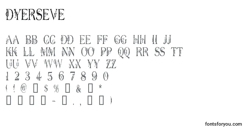 Schriftart Dyerseve – Alphabet, Zahlen, spezielle Symbole