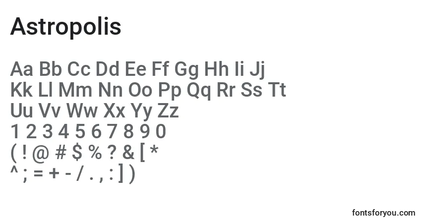 Шрифт Astropolis – алфавит, цифры, специальные символы