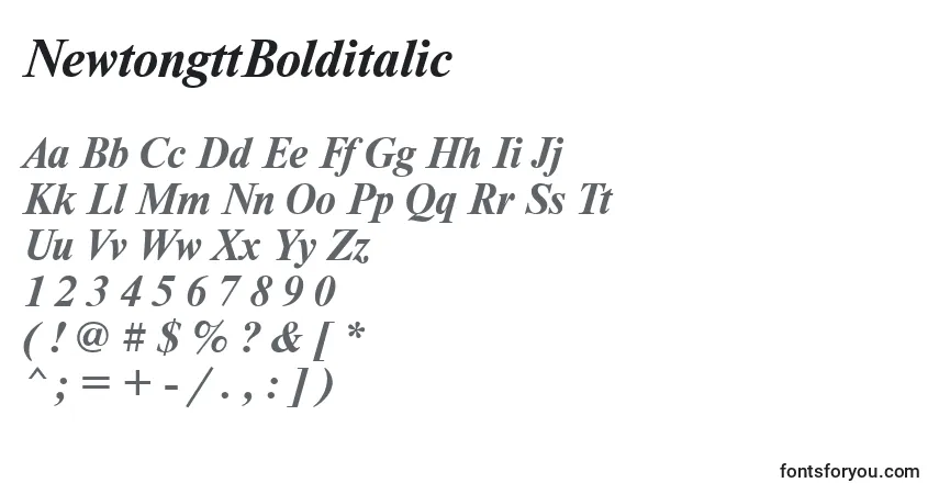 Schriftart NewtongttBolditalic – Alphabet, Zahlen, spezielle Symbole