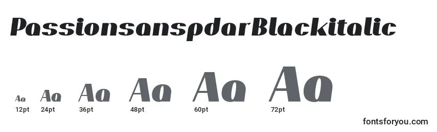 PassionsanspdarBlackitalic Font Sizes
