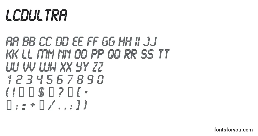Schriftart LcdUltra – Alphabet, Zahlen, spezielle Symbole