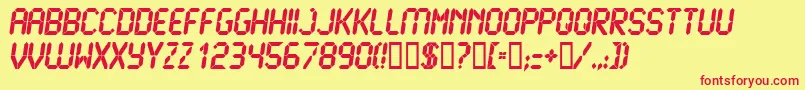 LcdUltra Font – Red Fonts on Yellow Background