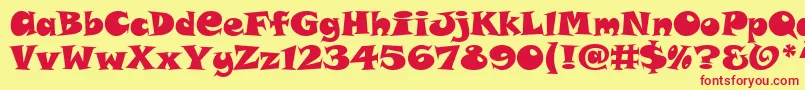 SnapAltItcTt-Schriftart – Rote Schriften auf gelbem Hintergrund