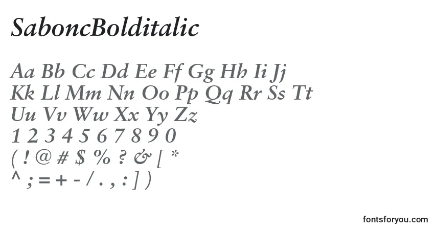 A fonte SaboncBolditalic – alfabeto, números, caracteres especiais