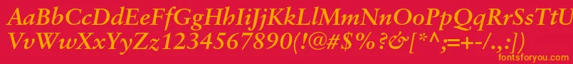 フォントSaboncBolditalic – 赤い背景にオレンジの文字