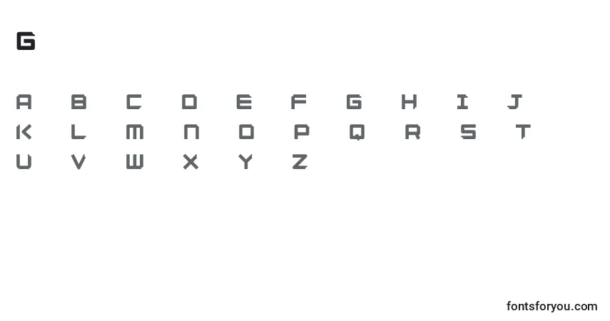 Schriftart Ginzadem – Alphabet, Zahlen, spezielle Symbole
