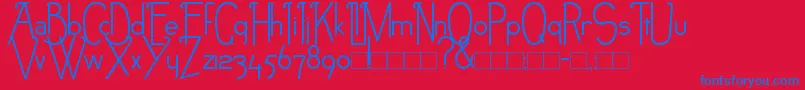 NEB-Schriftart – Blaue Schriften auf rotem Hintergrund