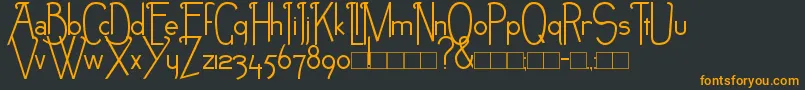 NEB-Schriftart – Orangefarbene Schriften auf schwarzem Hintergrund