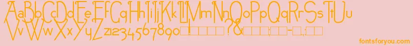 NEB-Schriftart – Orangefarbene Schriften auf rosa Hintergrund