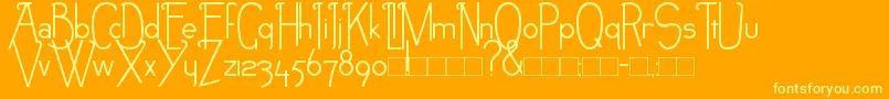 NEB-Schriftart – Gelbe Schriften auf orangefarbenem Hintergrund