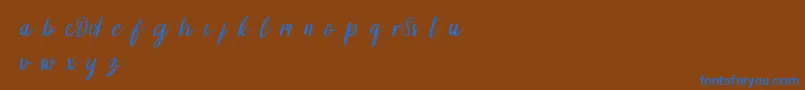 フォントDollynDemo – 茶色の背景に青い文字