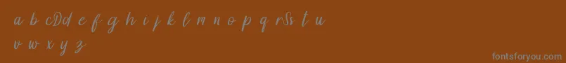 DollynDemo-fontti – harmaat kirjasimet ruskealla taustalla