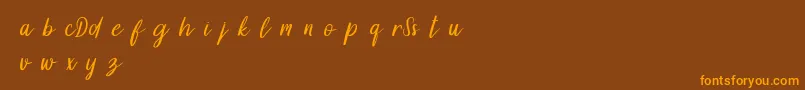 DollynDemo-Schriftart – Orangefarbene Schriften auf braunem Hintergrund
