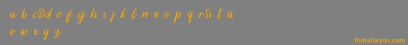 フォントDollynDemo – オレンジの文字は灰色の背景にあります。