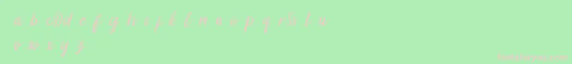 DollynDemo-fontti – vaaleanpunaiset fontit vihreällä taustalla
