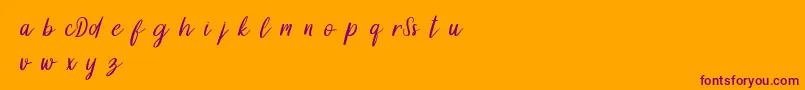 DollynDemo-Schriftart – Violette Schriften auf orangefarbenem Hintergrund