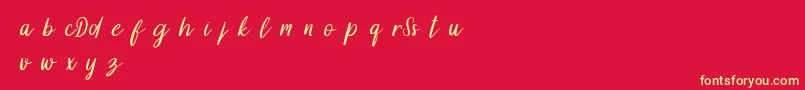 DollynDemo-fontti – keltaiset fontit punaisella taustalla