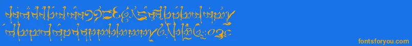 フォントTengwarTelerin – オレンジ色の文字が青い背景にあります。