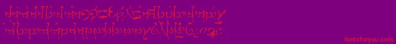 TengwarTelerin-Schriftart – Rote Schriften auf violettem Hintergrund