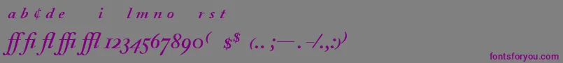 Шрифт AdobeCaslonSemiboldItalicExpert – фиолетовые шрифты на сером фоне