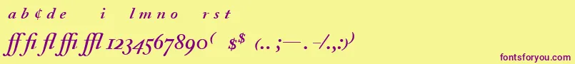 Шрифт AdobeCaslonSemiboldItalicExpert – фиолетовые шрифты на жёлтом фоне