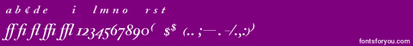 Шрифт AdobeCaslonSemiboldItalicExpert – белые шрифты на фиолетовом фоне