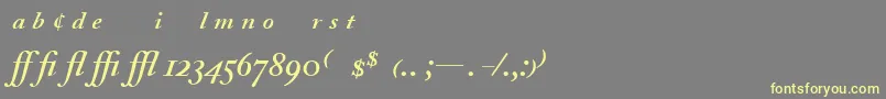 Шрифт AdobeCaslonSemiboldItalicExpert – жёлтые шрифты на сером фоне