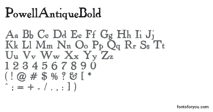 Czcionka PowellAntiqueBold – alfabet, cyfry, specjalne znaki