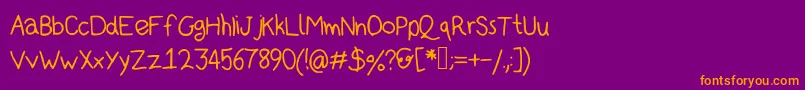 Kidsans-Schriftart – Orangefarbene Schriften auf violettem Hintergrund