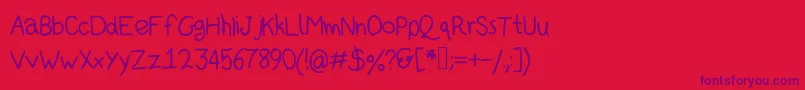 Kidsans-Schriftart – Violette Schriften auf rotem Hintergrund
