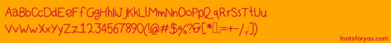 Kidsans-Schriftart – Rote Schriften auf orangefarbenem Hintergrund